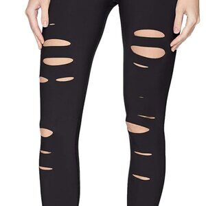 NWT Alo Yoga High Waisted Ripped Warrior Leggings - Black, Medium